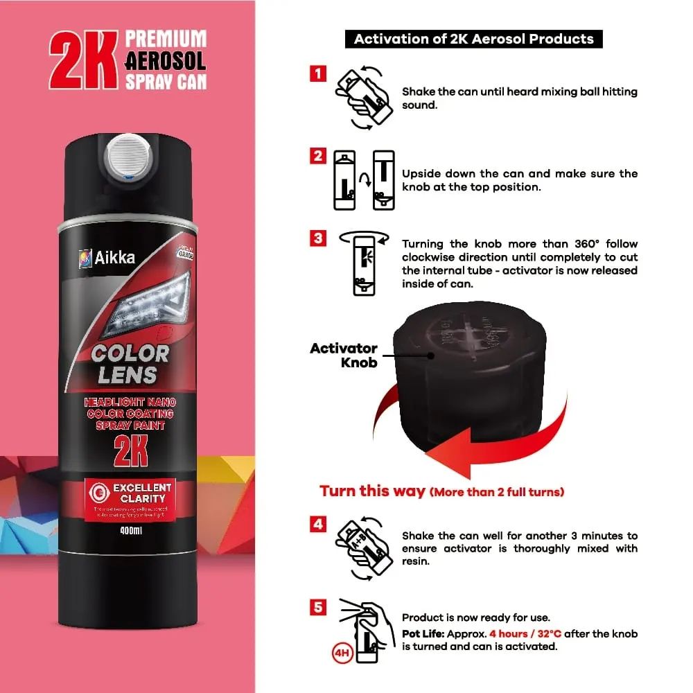 Aikka 2K Aerosol Headlight Nano Coating Spray Paint